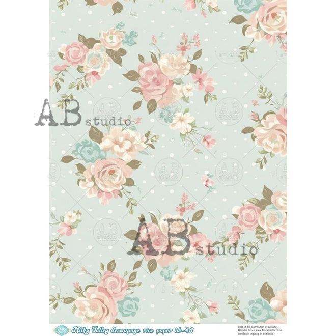 A4 Vintage Rose Background  Milky Valley Rice Paper ID48
