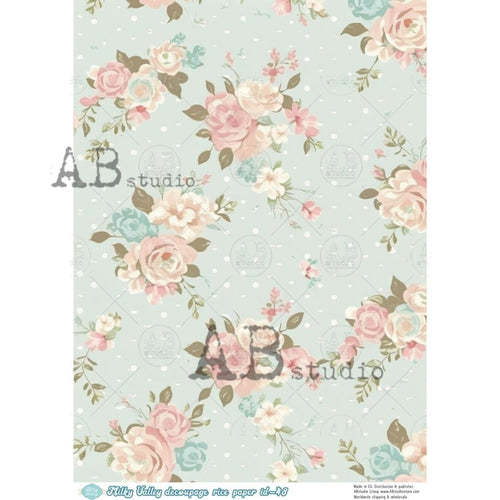 A4 Vintage Rose Background  Milky Valley Rice Paper ID48