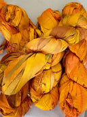 Sari Silk, GOLDEN YELLOW , 100grams, 50 yards for bows and other creative additions - Decoupage Central
